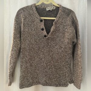 Peruvian Link 100% Alpaca Brown V-Neck Sweater